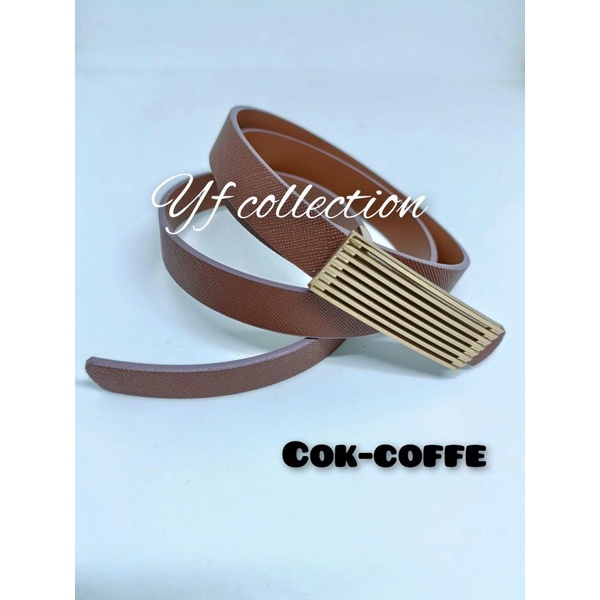 IKAT PINGGANG SABUK BELT DRESS WANITA KULIT PU 2CM COREA GOLD 016