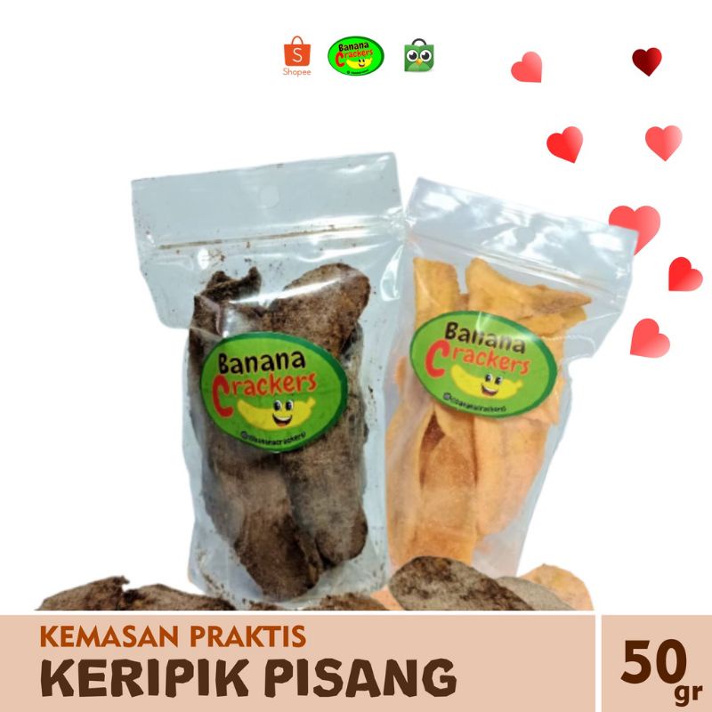 

Keripik Pisang 50 Gr Asli Pisang Kepok Rasa Coklat dan Keju