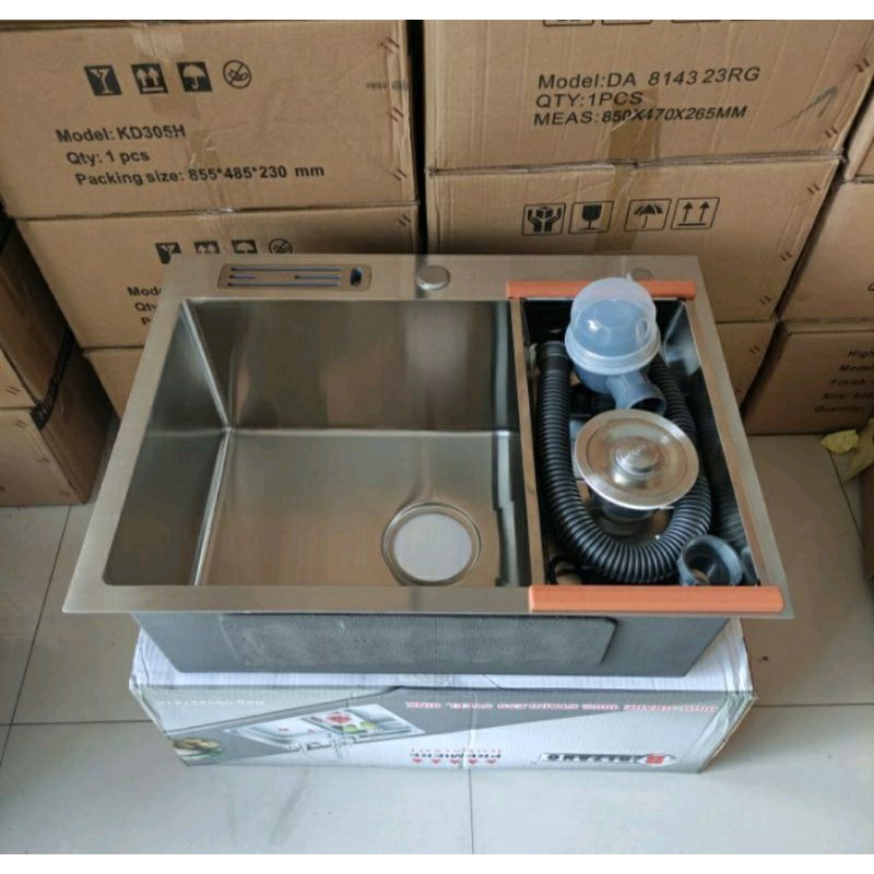 PROMO PAKET LENGKAP KITCHEN SINK 6045 BOLZANO BLACK STAINLESS BEST QUALITY PRODUK