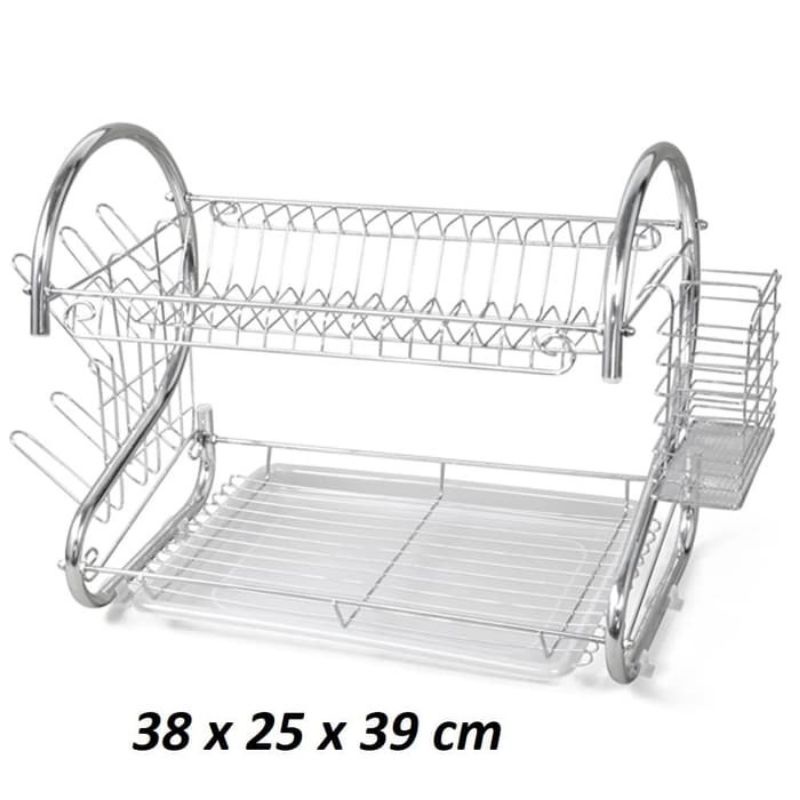 Rak Piring Stainless 2 Susun Layer - 2 Tier Dish Drainer