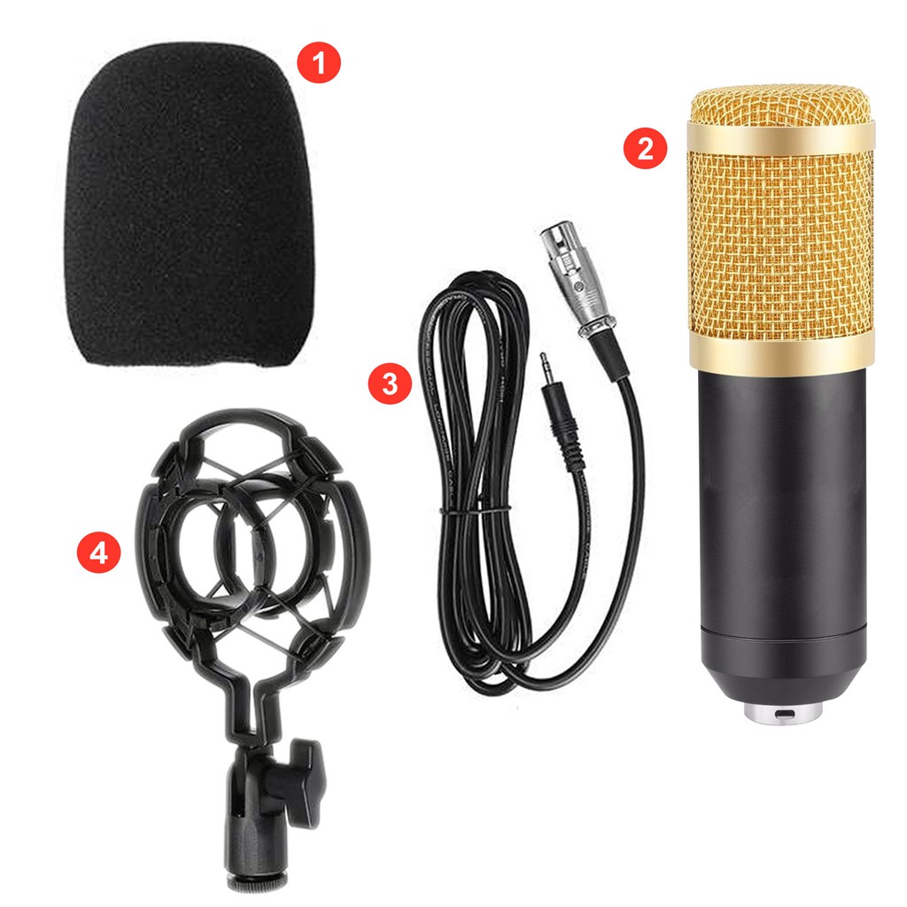 Stand Microphone / Mikrofon Mic Condenser BM 800 Untuk PC Recording Studio Podcast Karaoke Youtuber Vlog
