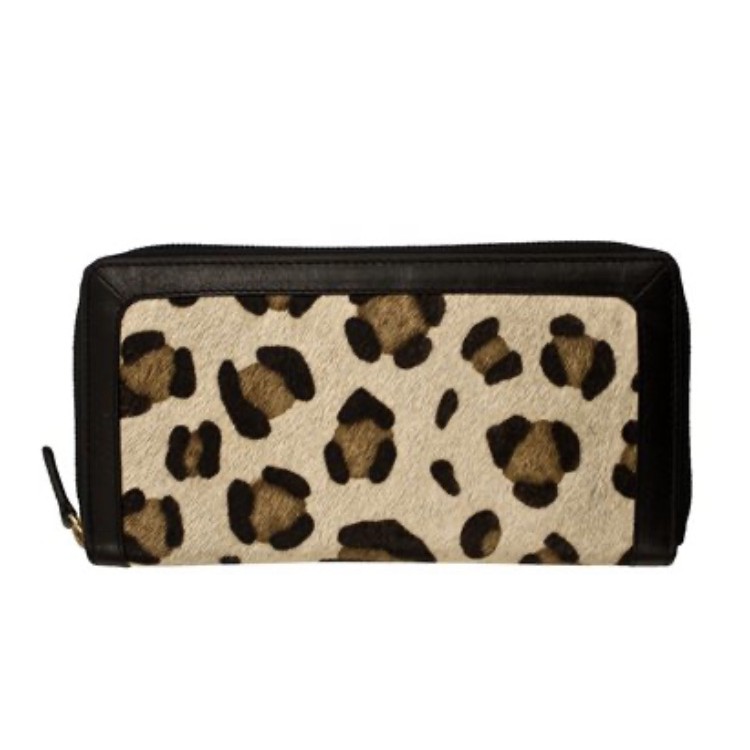 Dompet Panjang Wanita Kulit Asli Motif Leopard Zip Around