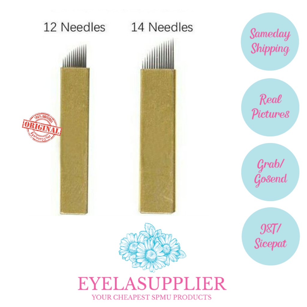 Jarum sulam alis 12 14 pins needle microblading tato alis tattoo shading misty PCD