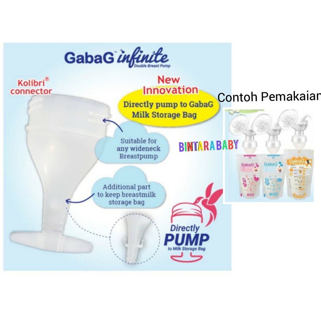 KONEKTOR POMPA ASI KE PLASTIK ASI GABAG / Gabag Kolibri Connector bisa untuk pompa asi momuung, philips avent, bebetons, spectra dan pompa asi wideneck lainnya