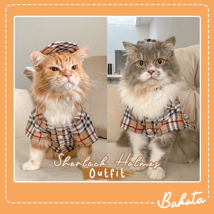 Baju Kucing Bundle Outfit Sherlock Holmes Lucu untuk kucing dan anjing / Baju Kucing Murah size S-XL