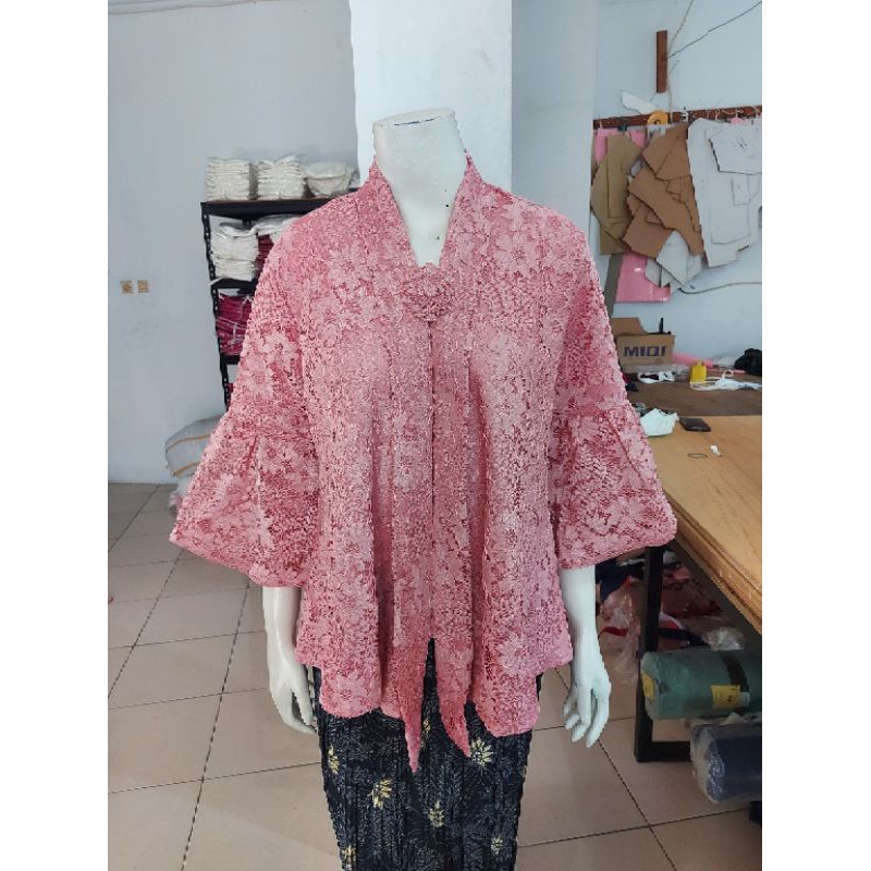 (BrBlJMB) Kebaya floy JUMBO BROKAT tangan BALON glitter KeroncongBusana-Pink