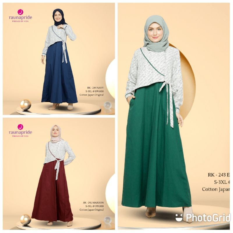 GAMIS RAUNA RK 242 maron | 243 emerald | 244 NAVY ORI
