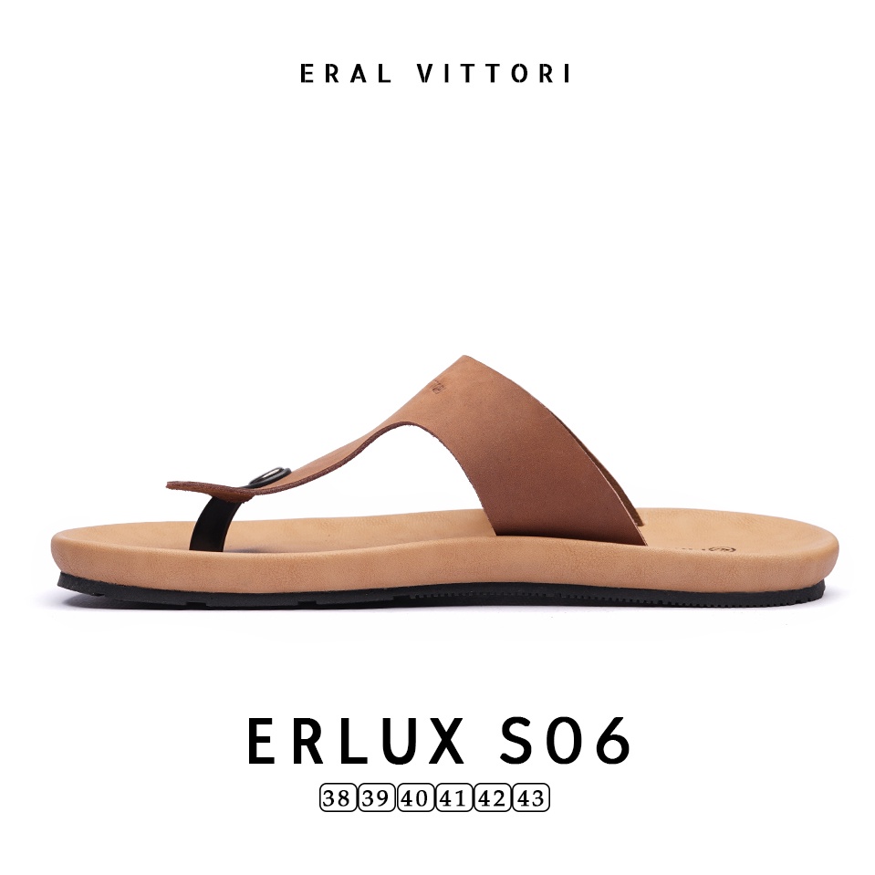 Eral Vittori - Erlux S06 Sandal Pria Kulit Santai Harian Tan