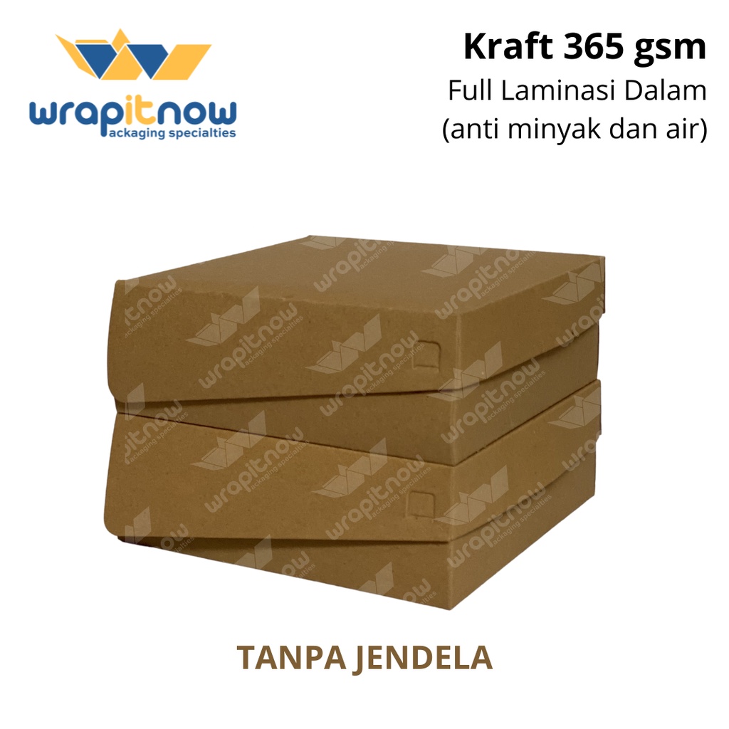 Dus Kraft 22 22 7.5 Laminasi// dus roti/ due chiffon cake/ dus bombolini/ dus ayam goreng-Tanpa Jendela