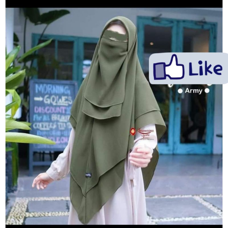 khimar instan mawar 2 layer free cadar 2 layer tali kerudung segi empat instans.hijab instan-2