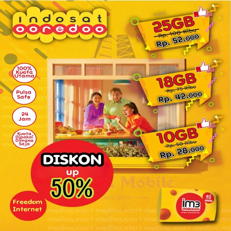 TERMURAH INDOSAT GIFT DATA FREEDOM INTERNET FULL KUOTA 24 JAM 30 HARI WAJIB UNREG 363