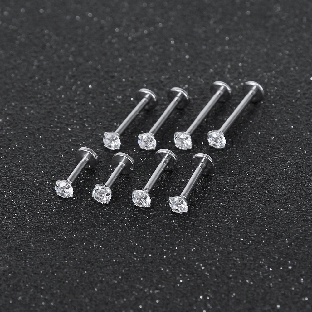 8pcs / Set Anting Stud Kristal Berlian Imitasi Bahan Stainless Steel Untuk Bibir Telinga