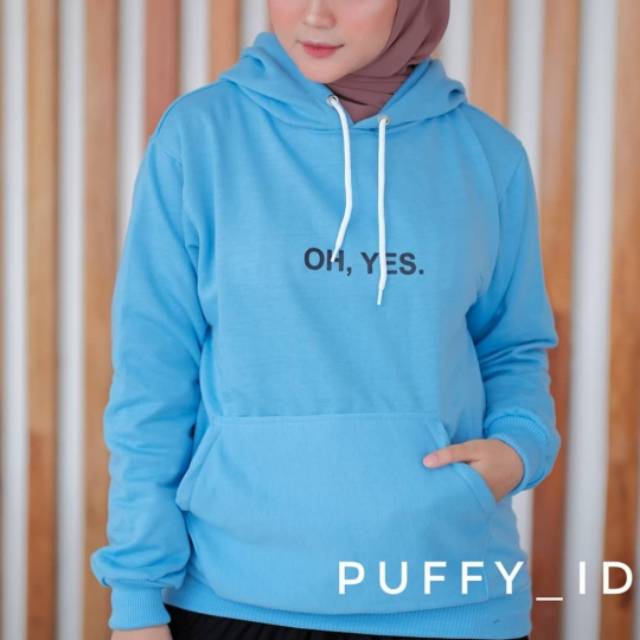 HOODIE PUFFY BIRU MUDA