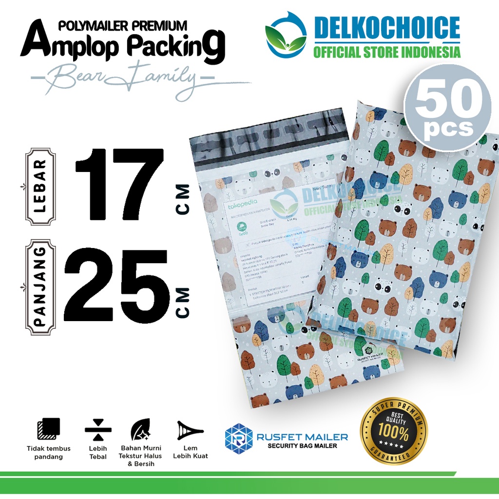 

Polymailer Motif BEAR FRIEND 17x25cm Amplop Plastik Packing Olshop Polimailer PREMIUM / PACK