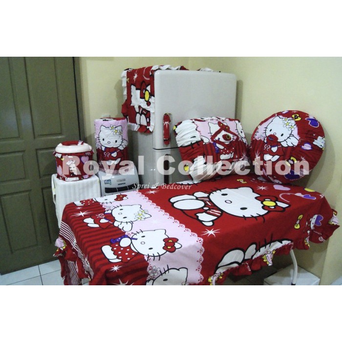 Taplak Meja Makan - Kitchenset / Set Taplak Meja Makan / Homeset Hellokitty Angel Merah