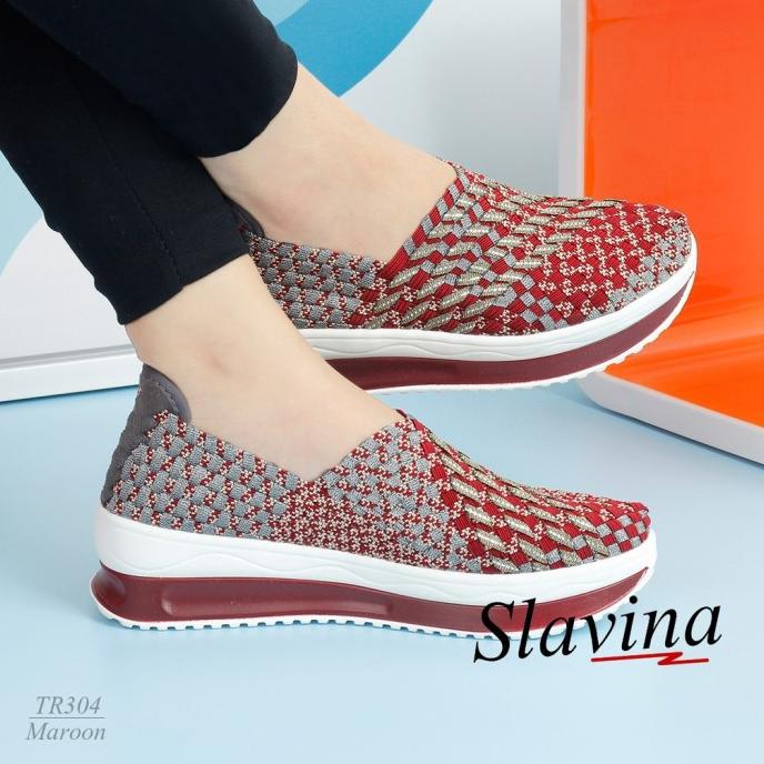Sepatu Wanita Slavina Wedges Rajut TR304 MURAH