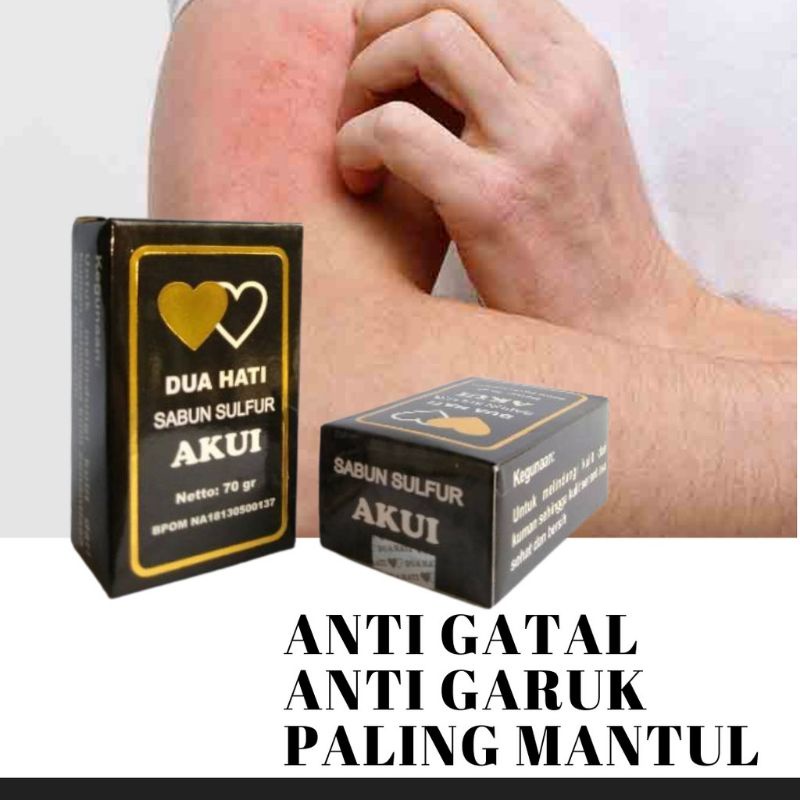 Sabun Sulfur BPOM / Sabun Belerang / Sabun Gatal / Sabun Akui / Sabun Dua Hati Atasi Gatal, Eksim, Kadas, Kurap, Panu, Flek Hitam &amp; Membunuh Bakteri / Sabun Anti Gatal / Sabun Menghilangkan Flek Hitam / Sabun Eksim / Sabun Panu / Sabun Kurap / Sabun Kadas