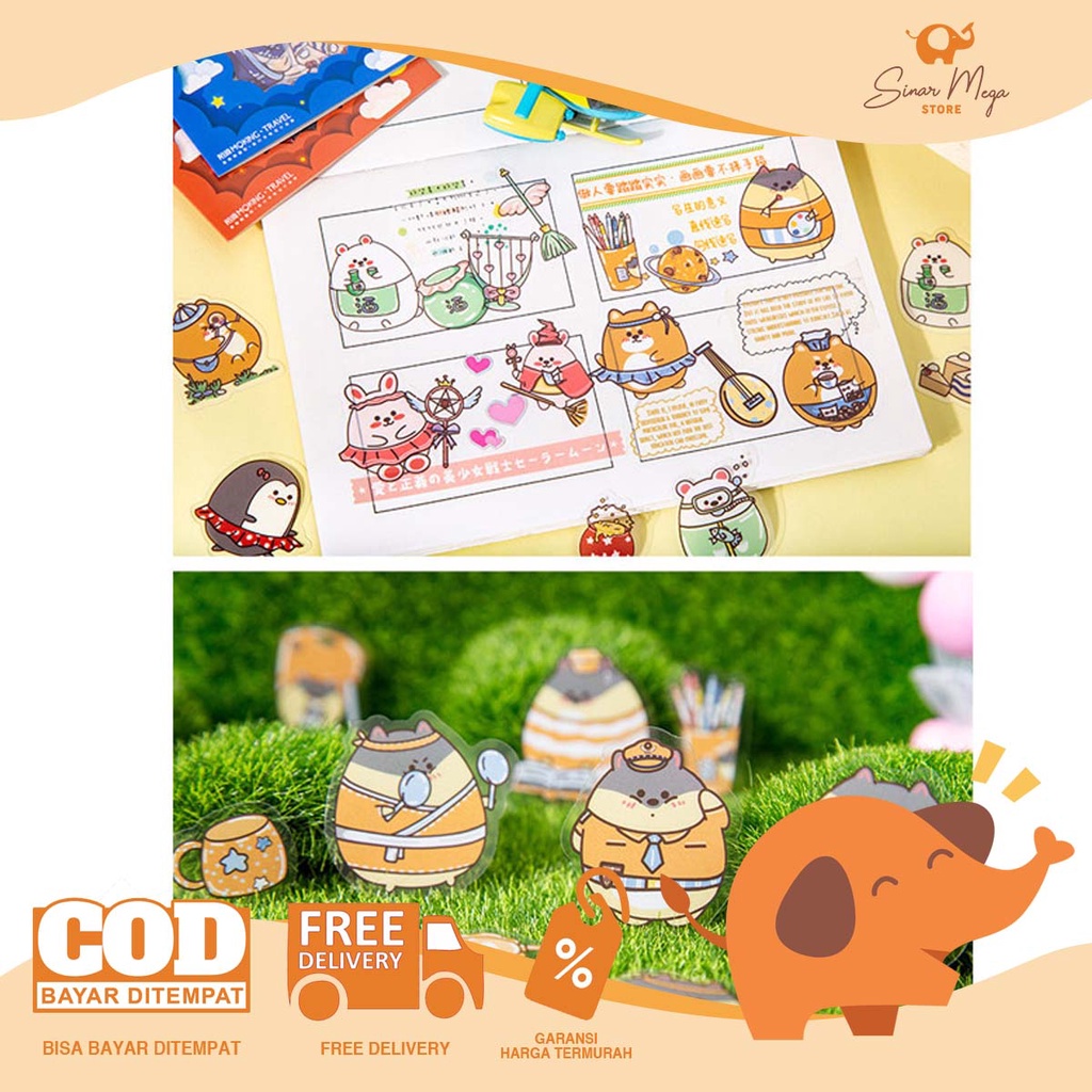 

My Dream Is Chubby Animal Flake Stickers Set / Sticker Stiker Plastik Transparan Motif Lucu Unik