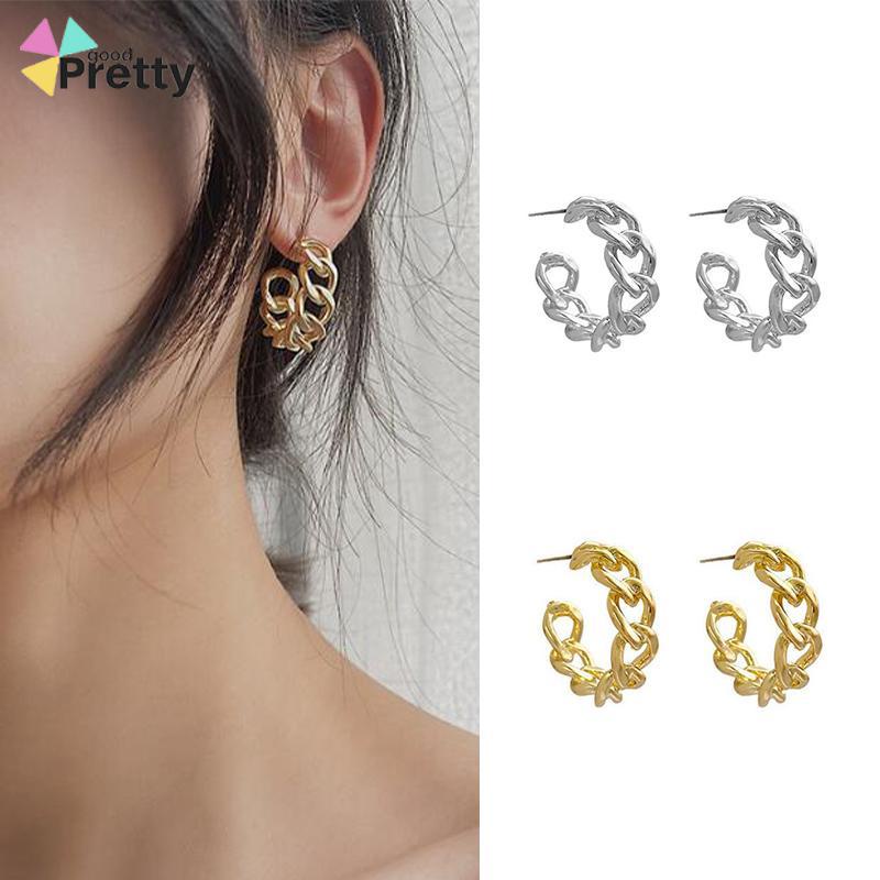 Anting Stud Model Rantai Rongga Bahan Logam Gaya Retro - PD