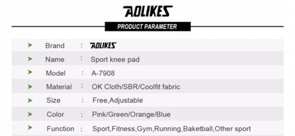 7908 AOLIKES COOLFIT KNEE WRAP PAD SUPPORT SLEEVE DEKER LUTUT KAKI