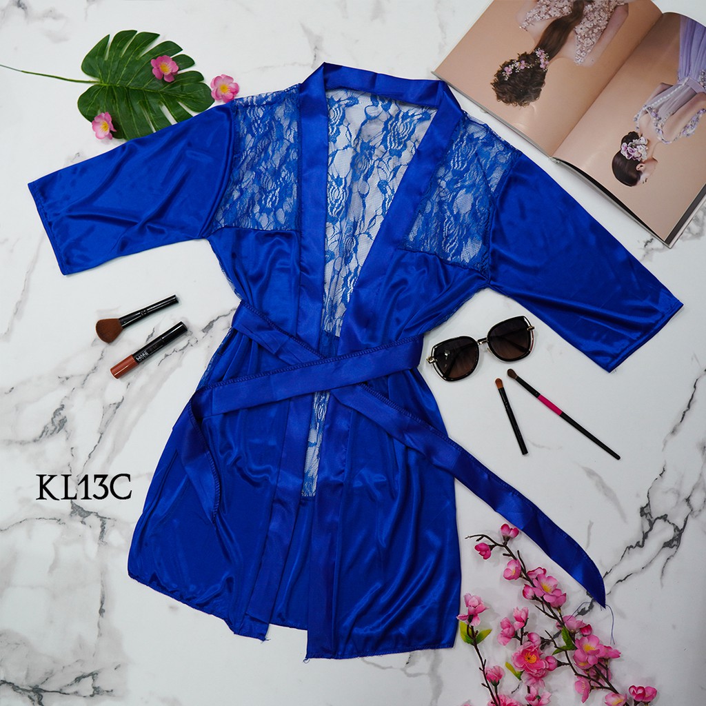 [LIMITED STOK] KIMONO LINGERIE BAJU TIDUR WANITA DEWASA BAJU TIDUR SEXY BIRU KL13C