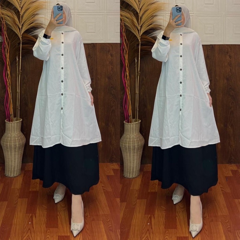 gamis PNS/dinas putih hitam/Hitam Putih