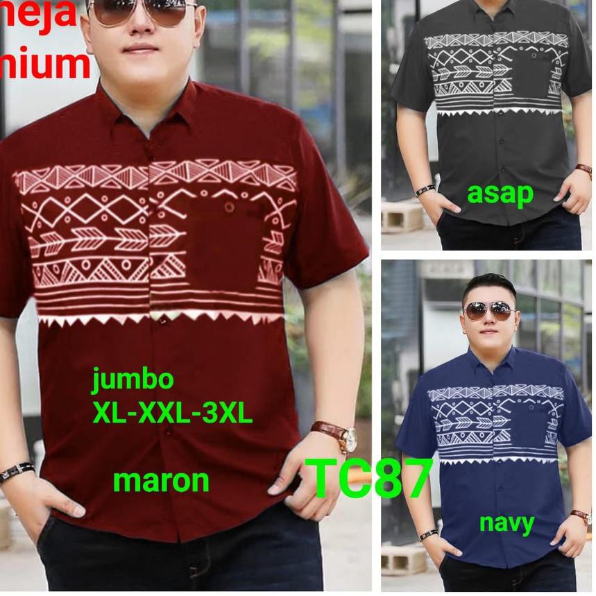 ☪ TC87 terbaru kemeja JUMBO/BIGSIZE XXL-3XL/HEM PRIA LENGAN PENDEK/KEMJA JUMBO/HEM JUMBO AROW ➭