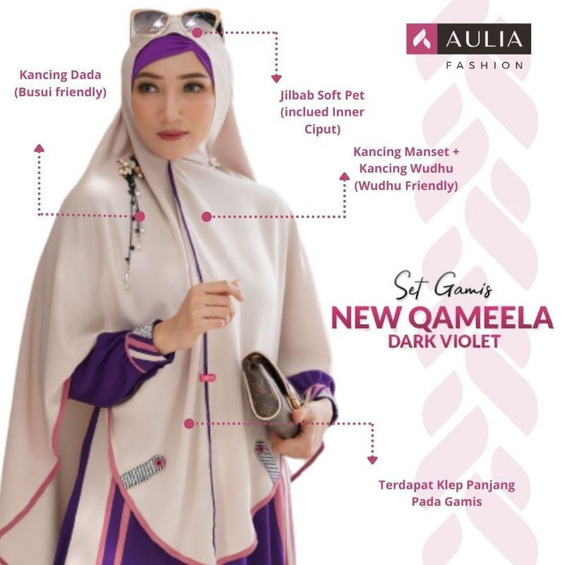AULIA FASHION Set Gamis NEW QAMEELA DARK VIOLET Preloved / PL Uk XL New Busana Muslim Branded Origin
