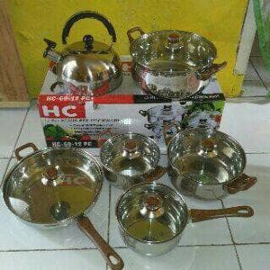 Promo HC Panci Set 12pcs Cookware stainless steel alat masak satu sett 12pcs Limited