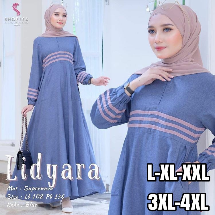Lidyara Dress Big Size Ukuran L XL XXL XXXL 4XL - Baju Muslim Gamis Jumbo Trend Terbaru Lebaran 2021