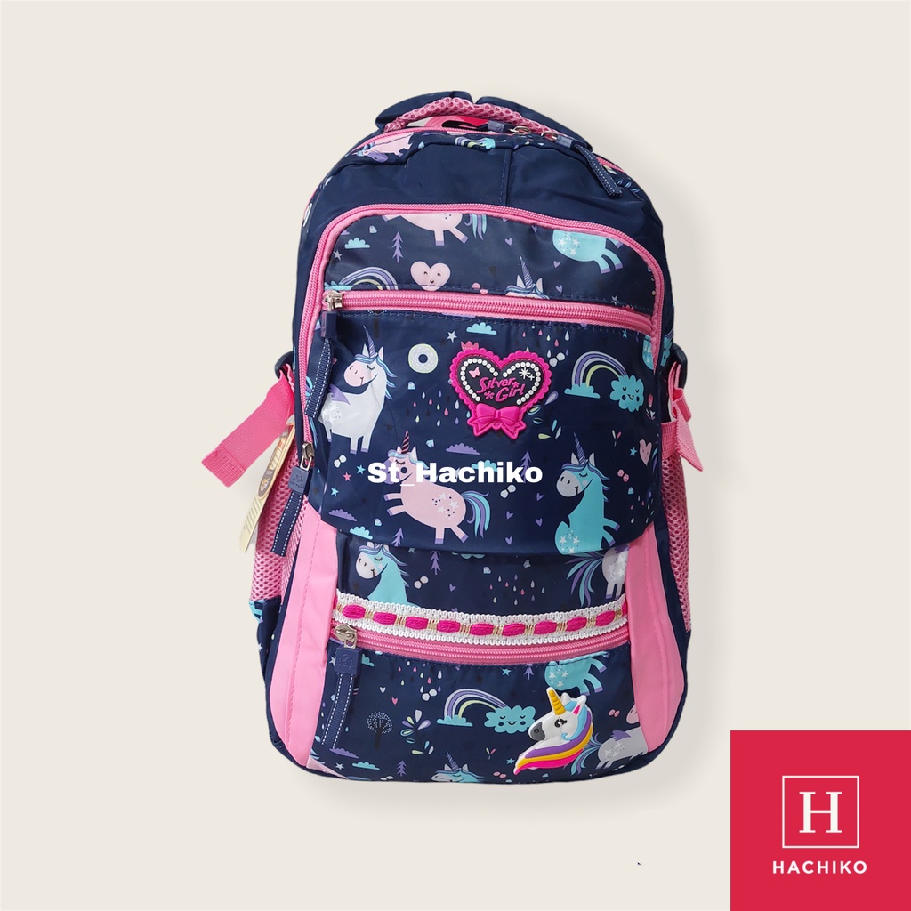 [TERMURAH] Tas Ransel Sekolah Silver Girl Backpack Remaja Cewe / Wanita Motif Unicorn Alto Original 