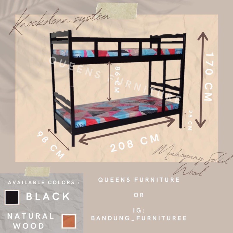 Ranjang tingkat ranjang susun divan tingkat kayu 90