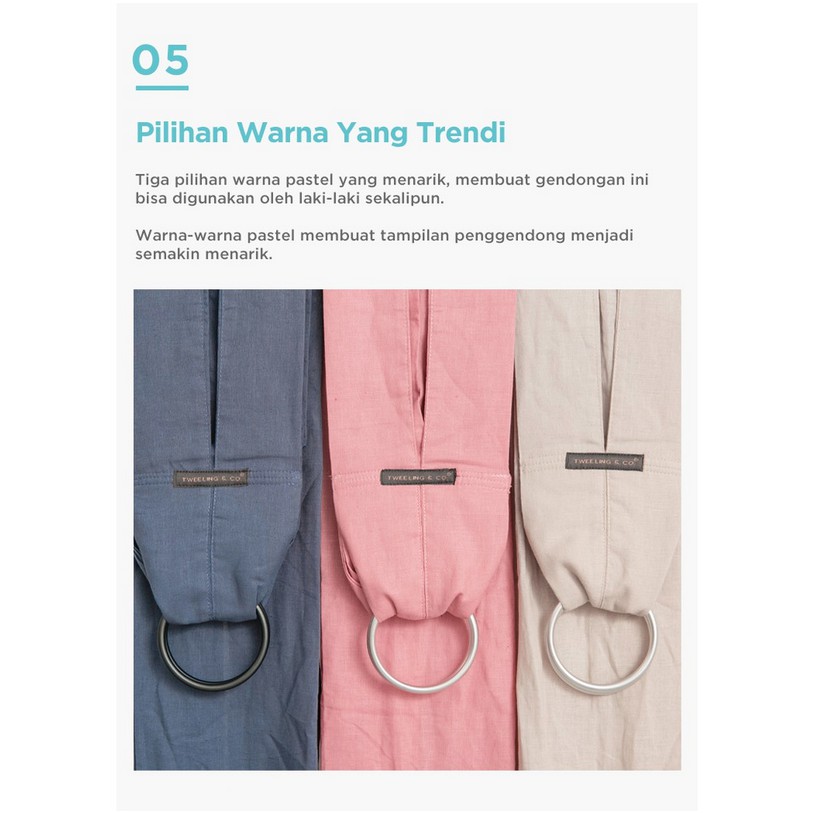 Tweeling &amp; Co Gendongan Kain Ring / Baby Ring Sling - Carrier Bayi Cotton Linen Katun Cukin