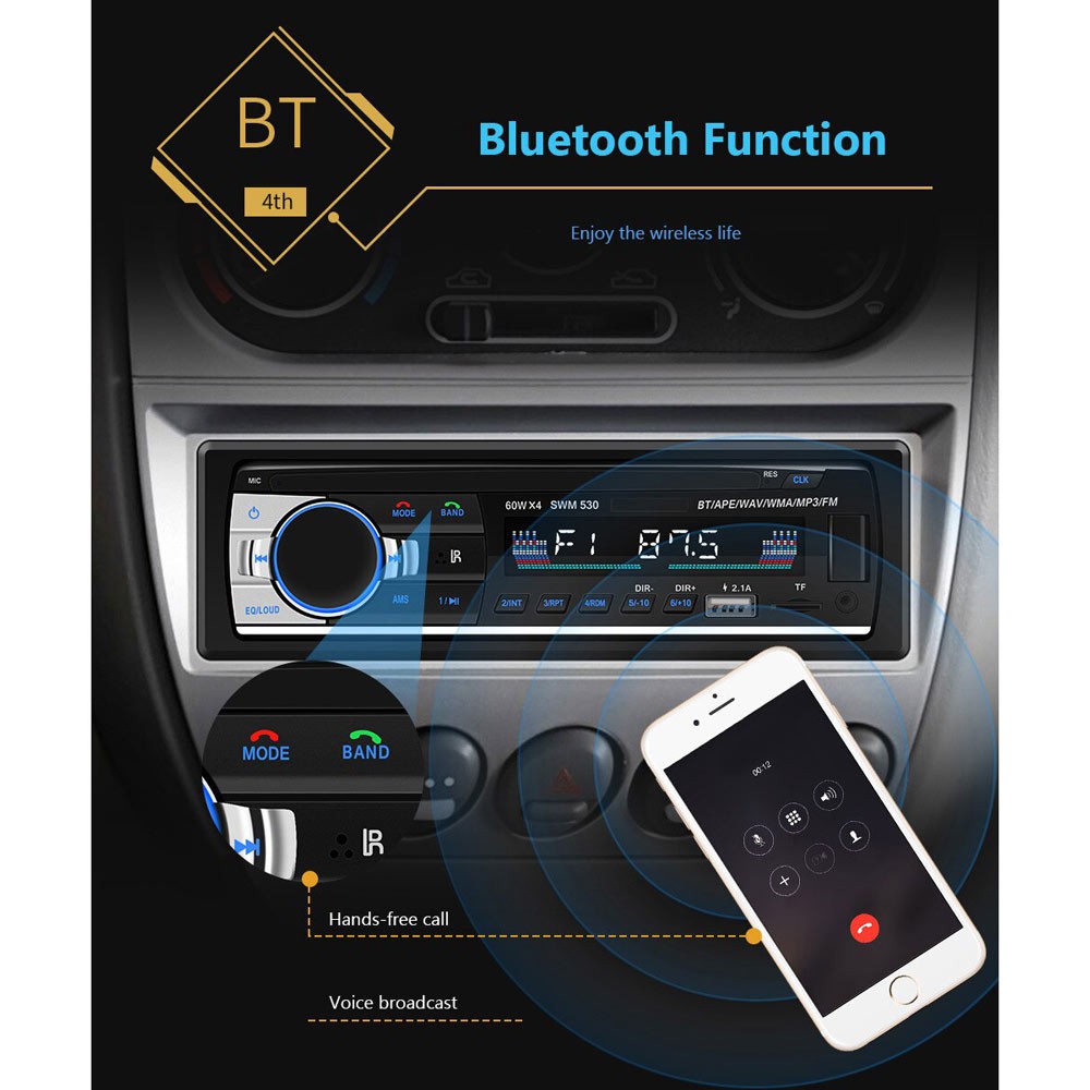 Tape Audio Mobil Bluetooth Car MP3 Player Taffware  - JSD-530 - Black