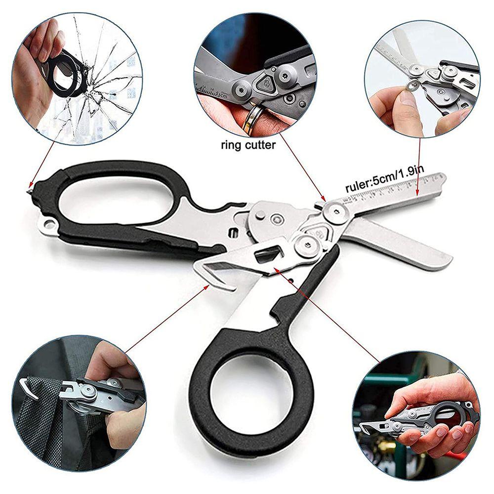 Populer Multifungsi Tanggung Kreatif Lipat Survival Outdoors Survival Scissors Adjustable Hand Tools Gunting Serbaguna