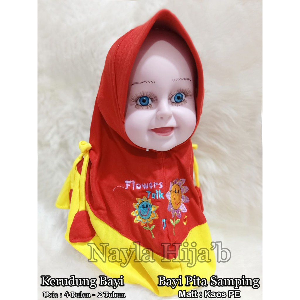 Kerudung Bayi Pita Samping RANDOM Jilbab Bayi Lucu Bordir  Untuk 0 Bulan - 2 Tahun Nayla Hijab