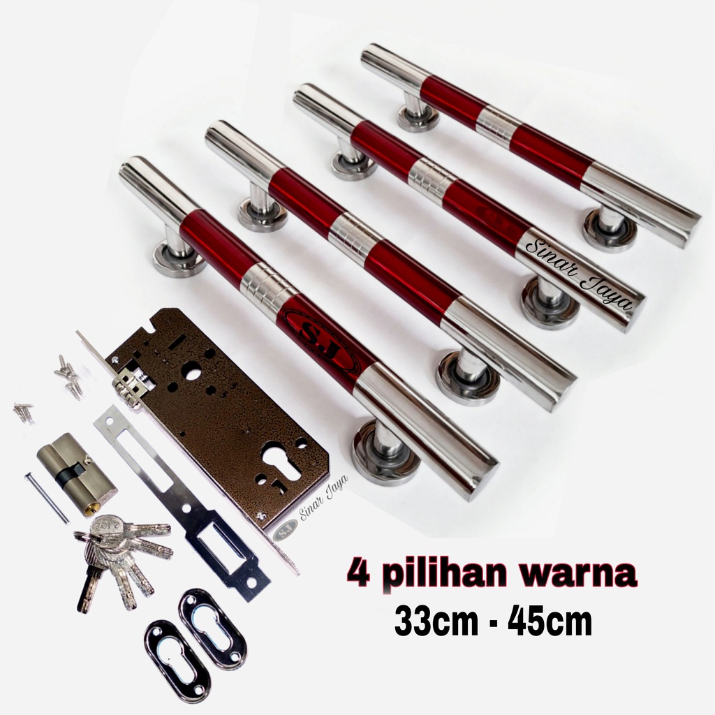 Satu set kunci handle pintu rumah panjang 33cm / 45 cm gagang tarikan pintu stainles pegangan pintu rumah minimalis pegangan pintu kuputarung handle pintu 2 murah mewah