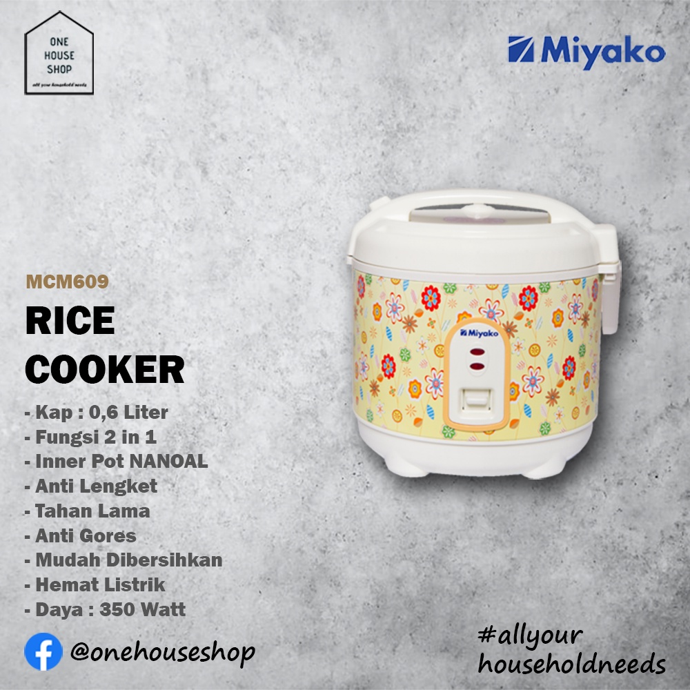 Mini Rice Cooker Miyako Magic Com 0,6 Liter Motif Bunga MCM609