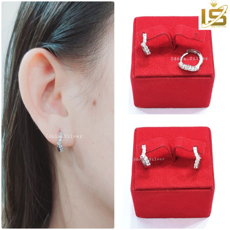 ANTING PERAK ASLI SILVER WANITA 925 LAPIS EMAS PUTIH MODEL JEPIT/ ANTING AUREL / ANTING FUJI - PERHIASAN PERAK WANITA ASLI