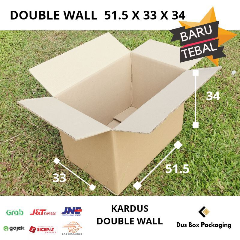 

Kardus box karton double wall 51.5X33X34 cm kotak packing (tebal 7mm)