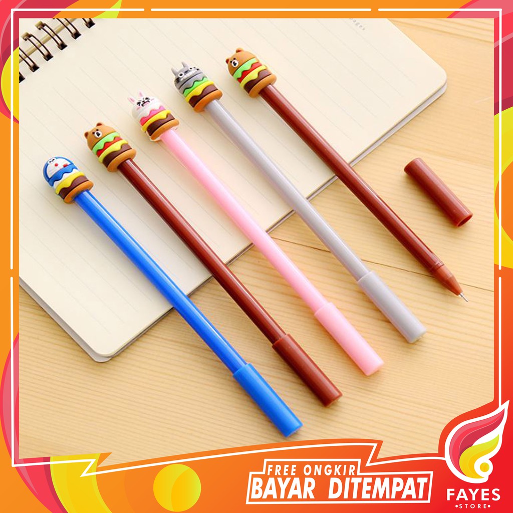 

FAYES COD Pena Burger Karakter Stationery Alat Tulis Produk Import U143