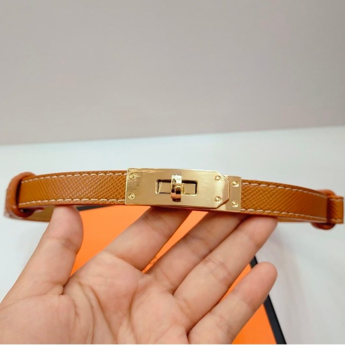Belt kulit wanita Hermes premium leather import terbaru include box - Brown Manopo(Y3M5) Gesper Wani