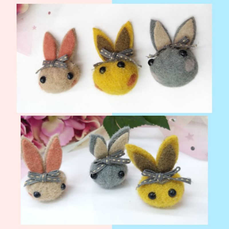 PER 1 PC - APLIKASI KEPALA KELINCI/APLIKASI TEMPEL/HIASAN JEPIT KEPALA KELINCI