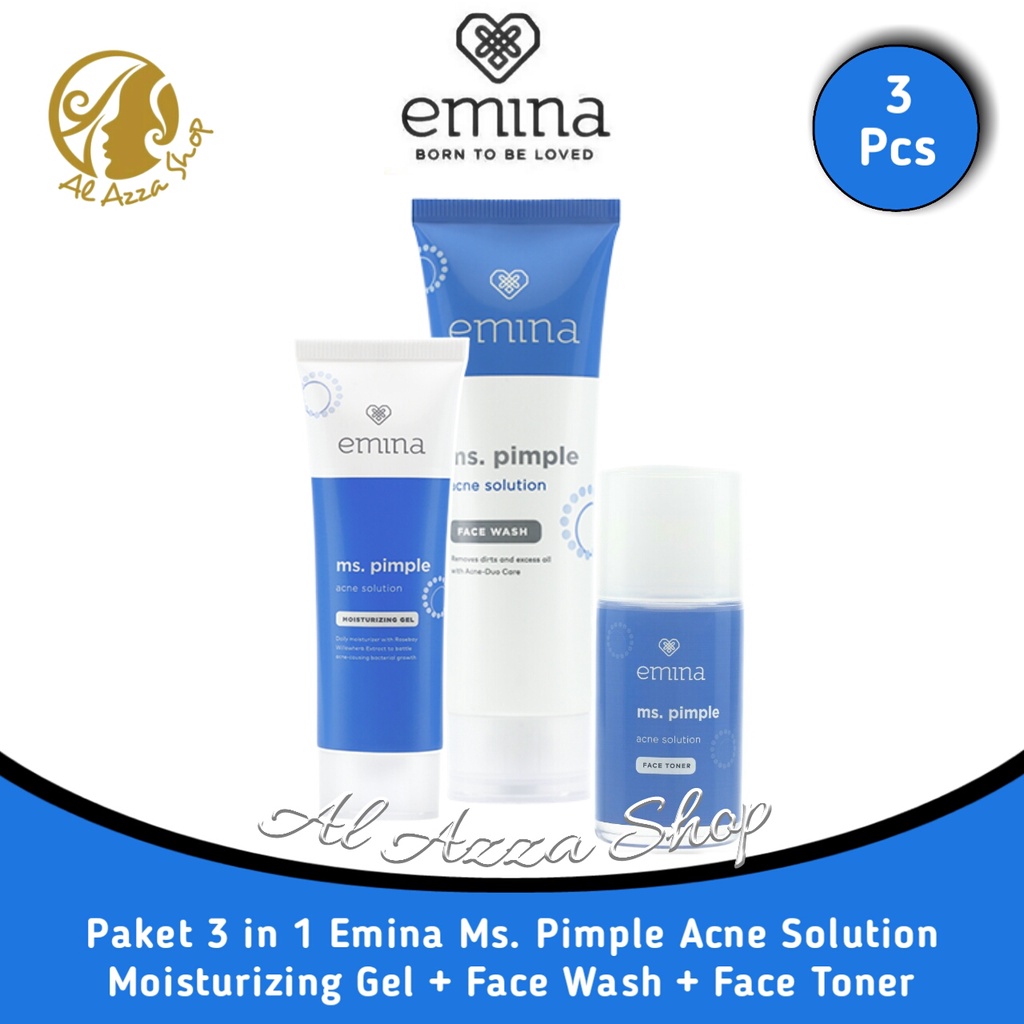 Paket 3 in 1 Emina Ms. Pimple ACNE SOLUTION - ( 3 Pcs  ||  Moist Gel + Face Wash + Face Toner )