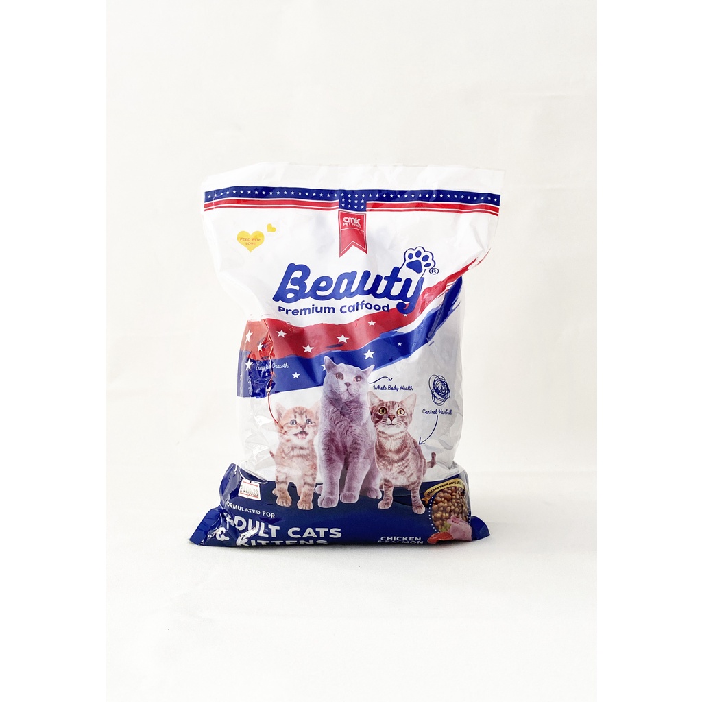 Beauty Cat Dryfood Repack 1 kg - Premium Adult Cat Kitten Makanan Anak Kucing dan Dewasa Anti Hairball