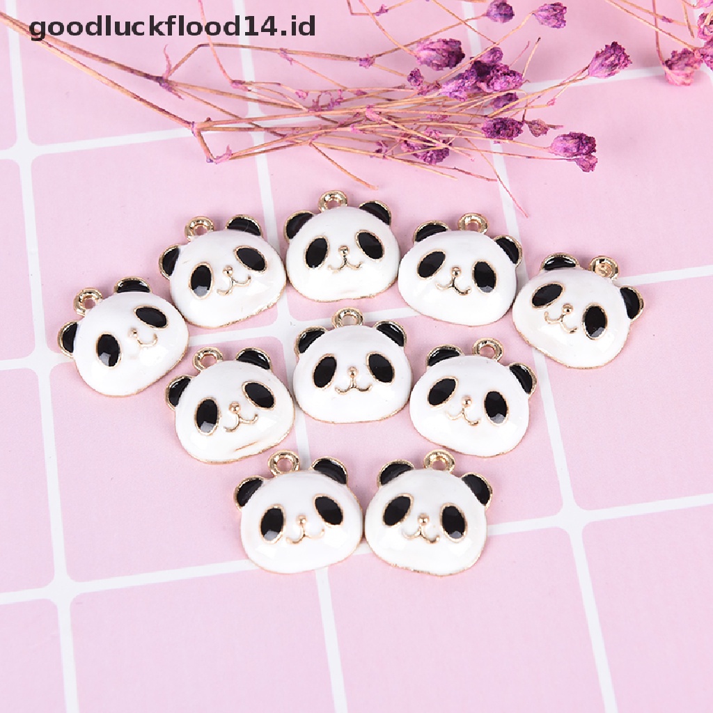 [OOID] 10Pcs/Set Cute Panda Animals Alloy Enamel Charms Pendant DIY Craft Jewelry Gift ID