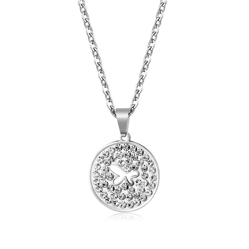 Stainless steel round kalung kupu-kupu untuk wanita Mori gaya tanah liat berlian liontin sederhana t