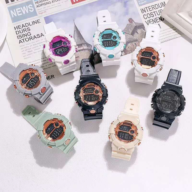 BRGUNIK Jam Tangan Sport Digital Dial Bulat Rubber Untuk Wanita Dan Pria Fashion Gaya Korea Import JT035