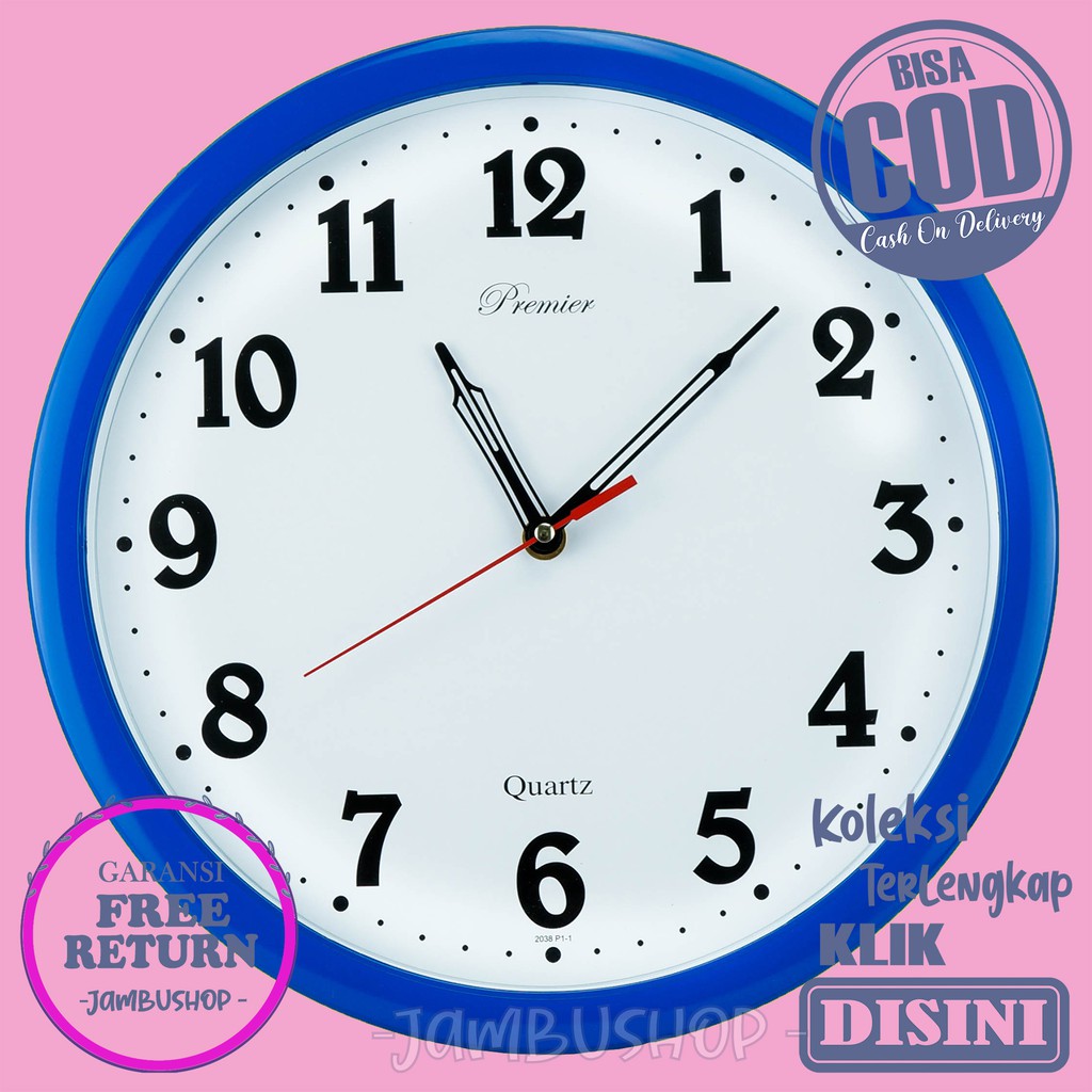 Jam Dinding Custom Murah Polos Minimalis Hiasan Dinding Warna Biru Hijau Premier 038