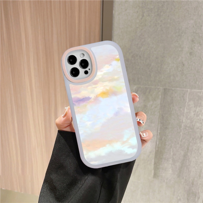 Samsung A03 A13 A23 A73 M23 A53 A12 A22 A32 A03 Core A02s A03s A52 A72 A20 A30 S21 FE A71 A33 A51 A21s A20s A10s A50 A30s A50s S20FE A11 A31 Fashion Soft Tpu Pink Clouds Oval Lens Protector Case-7